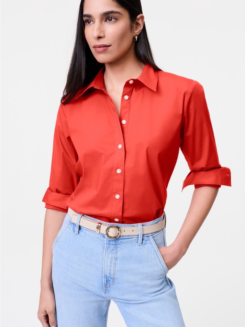 J. Crew Classic Button-Down Shirt in Coral Red